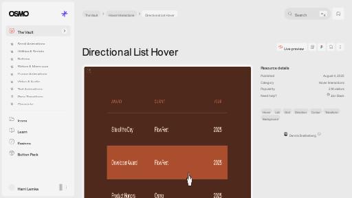 Directional List Hover [Resource] - Osmo