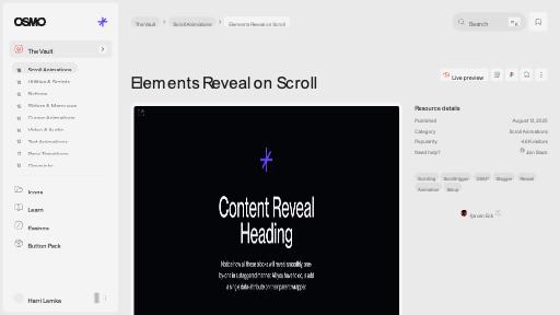 Elements Reveal on Scroll [Resource] - Osmo
