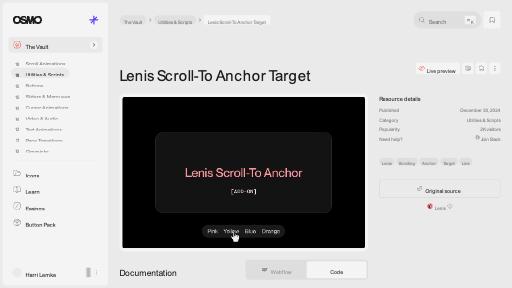 Lenis Scroll-To Anchor Target [Resource] - Osmo