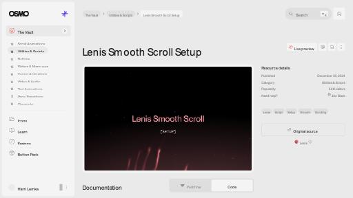 Lenis Smooth Scroll Setup [Resource] - Osmo