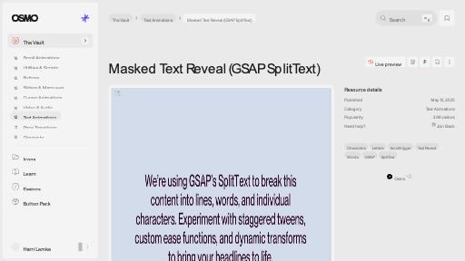 Masked Text Reveal (GSAP SplitText) [Resource] - Osmo