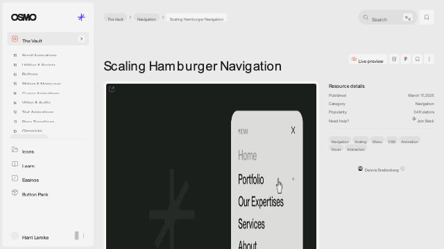 Scaling Hamburger Navigation [Resource] - Osmo