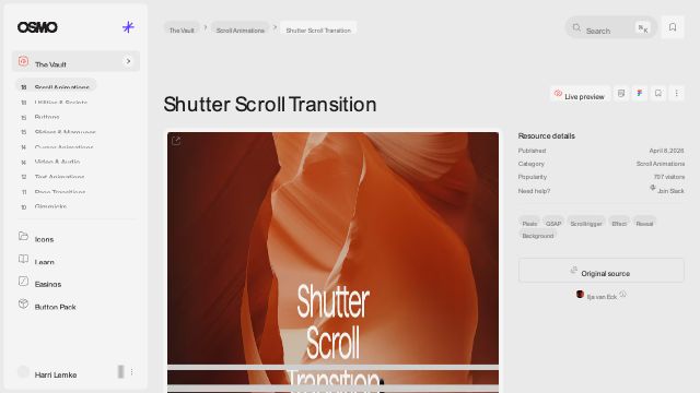 Shutter Scroll Transition [Resource] - Osmo