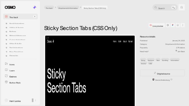 Sticky Section Tabs (CSS Only) [Resource] - Osmo